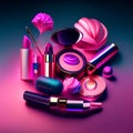 Cosmetic set. Makeup and beauty products. Vector illustration. AI Generated Royalty Free Stock Photo