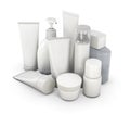 Cosmetic set from various means on a white