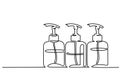 Cosmetic shampoo bottles Continuous one line draw