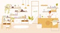 Cosmetic shop or beauty department store with skincare and makeup eco products on shelves Royalty Free Stock Photo