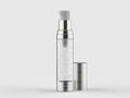 Cosmetic and skin care airless dispenser with clear liquid gel or serum