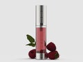 Cosmetic and skin care airless dispenser with red raspberries
