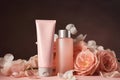 Cosmetic skin care natural packaging promotional commercial photo ai generated