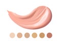 Cosmetic smear stroke. Liquid foundation smudge . Make up smear isolated on white background. Makeup concealer paint. 3d