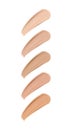 Cosmetic smears of foundation, palette of various shades.
