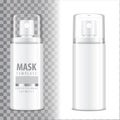 Cosmetic spray bottle. Dispenser for cream, balsam and other cosmetics. With lid and without. Vector Template Mock up Royalty Free Stock Photo