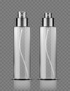 Cosmetic spray bottles on transparent