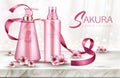 Cosmetic sprayer bottles mockup ad promo banner