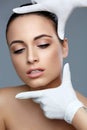 Cosmetic surgery. Beautiful Woman before Plastic Operation. Beau Royalty Free Stock Photo