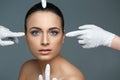 Cosmetic surgery. Beautiful Woman before Plastic Operation. Beau Royalty Free Stock Photo