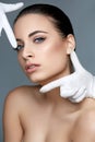 Cosmetic surgery. Beautiful Woman before Plastic Operation. Beau Royalty Free Stock Photo