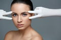 Cosmetic surgery. Beautiful Woman before Plastic Operation. Beau Royalty Free Stock Photo