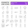 Cosmetic thin line icon set, makeup symbols collection, vector sketches, logo illustrations, beauty signs linear