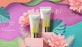 Cosmetic tube ads with flowers