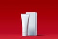 Cosmetic tube for cream, gel, lotion with white cardboard box. 3d rendering. Royalty Free Stock Photo