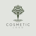 Cosmetic vector logo design. Woman and tree logotype. Royalty Free Stock Photo