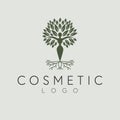 Cosmetic vector logo design. Woman and tree logotype. Royalty Free Stock Photo