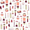 Vector Seamless Pattern with Different Doodle Cosmetic Elements