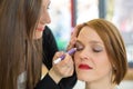 Cosmetician applying eye makeup