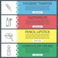 Cosmetics accessories web banner templates set Royalty Free Stock Photo