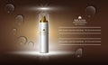 Cosmetics beauty series, ads of premium spray cream for skin care. Template for design banners, vector illustration. Royalty Free Stock Photo