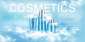 Cosmetics bottles beauty product line landing page