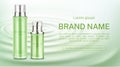 Cosmetics bottles mock up banner. Natural product