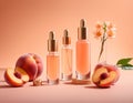 Cosmetics: bottles in peach down color.