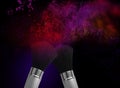 Cosmetics brush explosion colorful makeup powder elegance Royalty Free Stock Photo