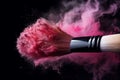 Cosmetics brush and explosion colorful makeup powder, Generative AI Royalty Free Stock Photo