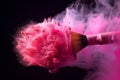 Cosmetics brush and explosion colorful makeup powder, Generative AI Royalty Free Stock Photo