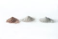 Cosmetics clay of different colors on white background isolation