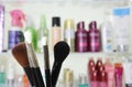 Cosmetics Counter With Various Beauty Products Royalty Free Stock Photo