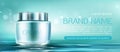 Cosmetics cream jar mock up banner. Beauty product