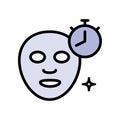 Cosmetics exposure time color icon. Sheet mask flat icon. Hydrogen mask. Skincare procedure. Wait for the treatment effect using a Royalty Free Stock Photo