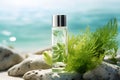 Cosmetics with herbal extract from seaweed extract and sea water essence.