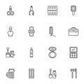 Cosmetics and Hygiene line icons set