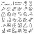 Cosmetics line icon set, makeup symbols collection, vector sketches, logo illustrations, skin care signs linear