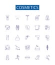 Cosmetics line icons signs set. Design collection of Makeup, Skincare, Fragrance, Haircare, Concealer, Eyeliner