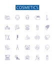 Cosmetics line icons signs set. Design collection of Makeup, Skincare, Fragrance, Haircare, Concealer, Eyeliner