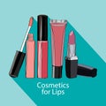 Cosmetics for lips - some lip gloss and lipstick