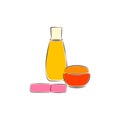 Cosmetics, lipstic, perfume, cream. Flat vector illustration.