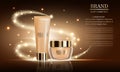 Cosmetics luxury beauty ads of set premium body cream for skin care. Mockup for design poster, banner. Vector.