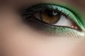 Cosmetics, macro eye make-up. Fashion mint shadows Royalty Free Stock Photo