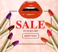 Cosmetics and make-up products sale Royalty Free Stock Photo