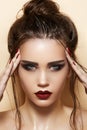 Cosmetics & make-up. model with fashion hair Royalty Free Stock Photo