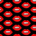 Cosmetics and makeup lips seamless pattern. beautiful lips of woman with red lipstick and gloss. Sexy lip backgrounds.