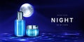 Cosmetics for night skin care banner, cream jar