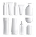 Cosmetics package. Isolated bottle mockup. Realistic blank beauty products plastic glass container. 3d skin care tube