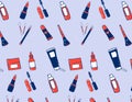 Cosmetics pattern, seamless pattern with elements, decorative cosmetics, skin care, minimalism Royalty Free Stock Photo